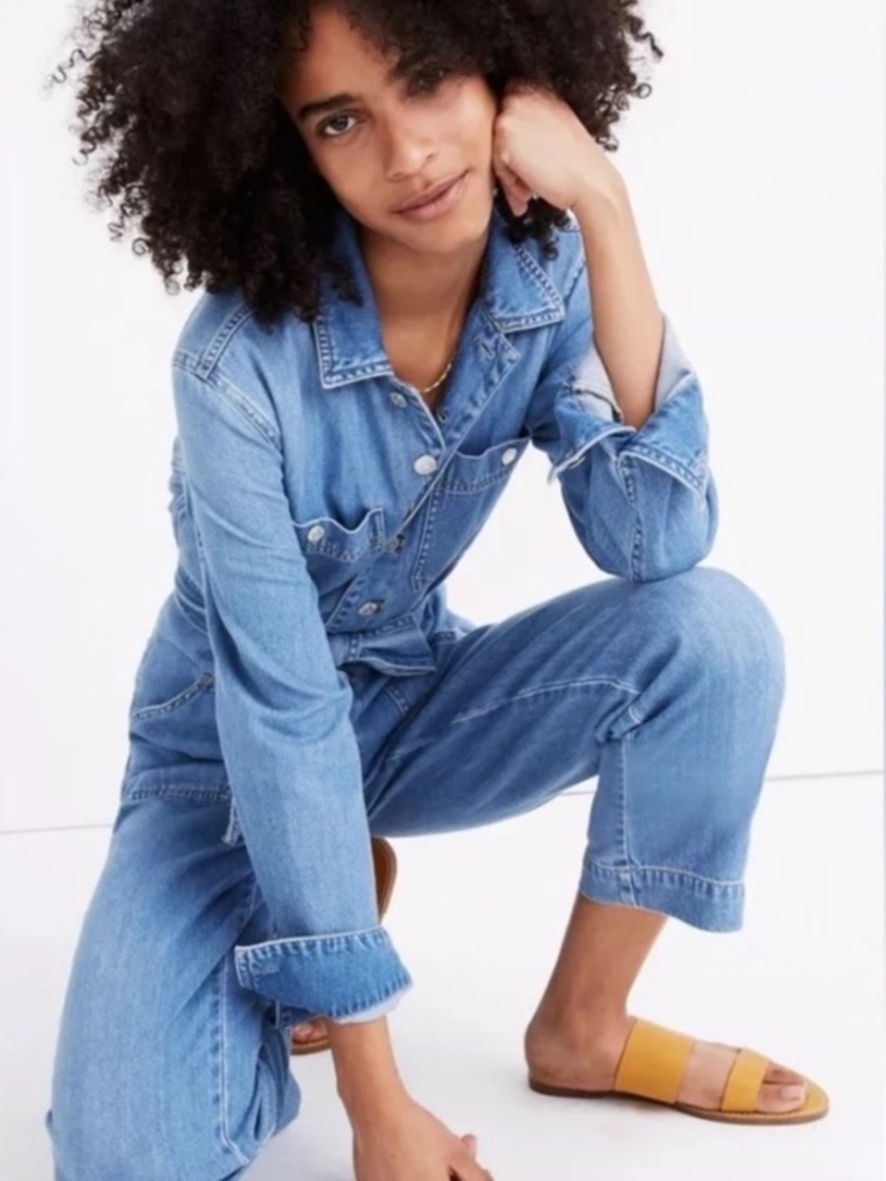 🍃💕MADEWELL Denim Tie Waist Jumpsuit 100% Cotton Cosgrove Wash Size S